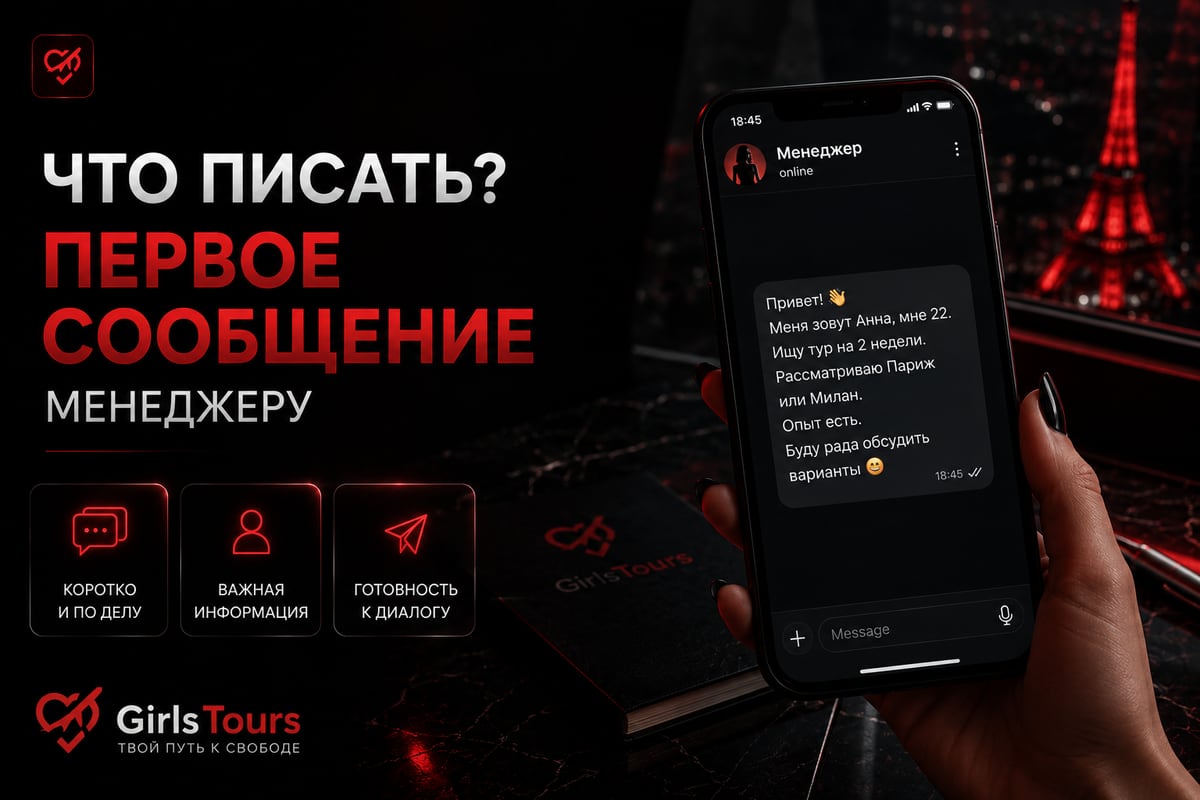 Первое сообщение менеджеру по вакансии или эскорт-туру — GirlsTours